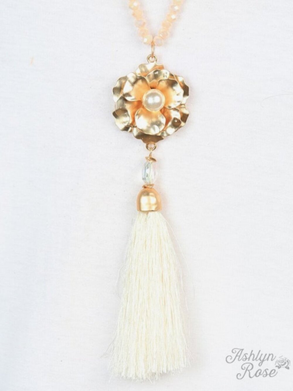 Shimmering Daisy Tassel Necklace — 16.5” Diameter